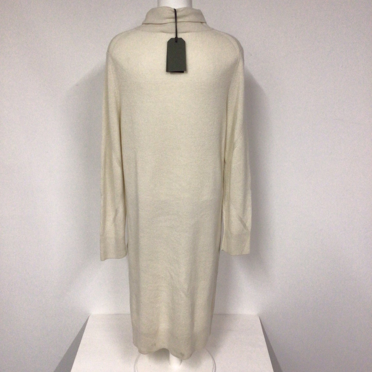 BNWT AllSaints Chalk White Wool & Cashmere Blend High Neck Roza Jumper Dress Size L