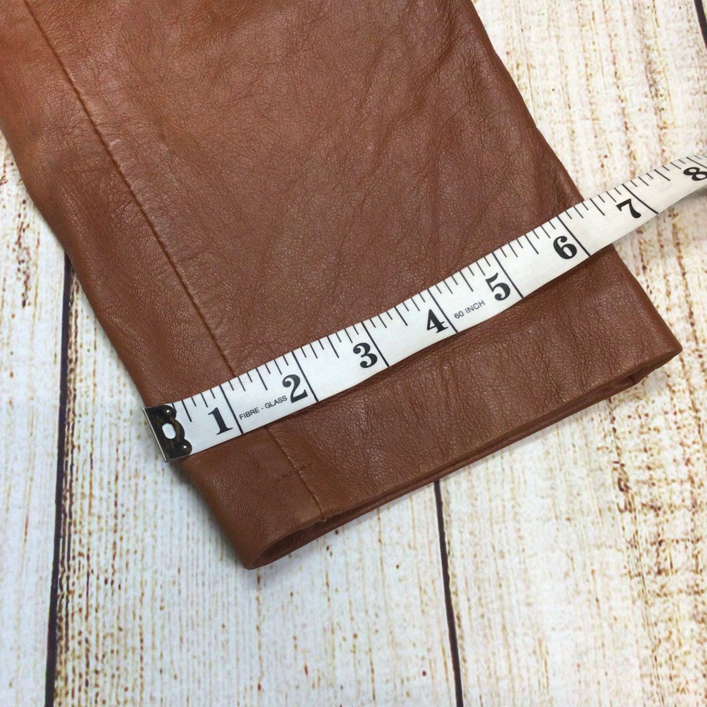 KK Luxury Orange Brown 100% Leather Trousers Size 12