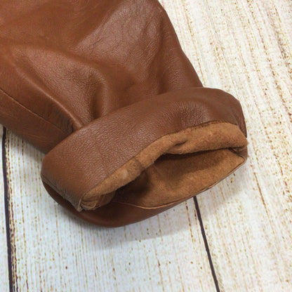 KK Luxury Orange Brown 100% Leather Trousers Size 12