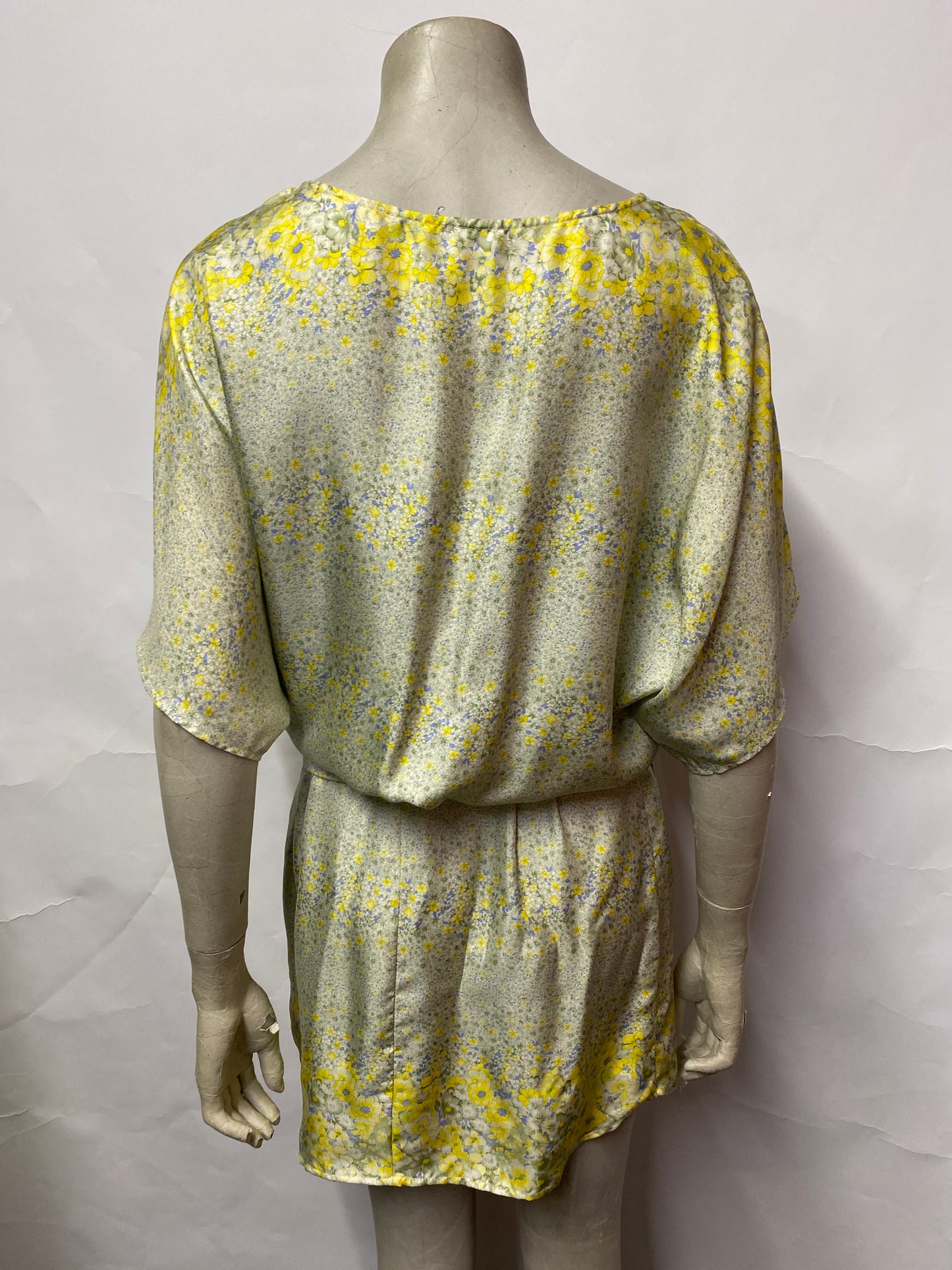 Adam Lippes Blue and Yellow Silk Floral Mini Dress XS