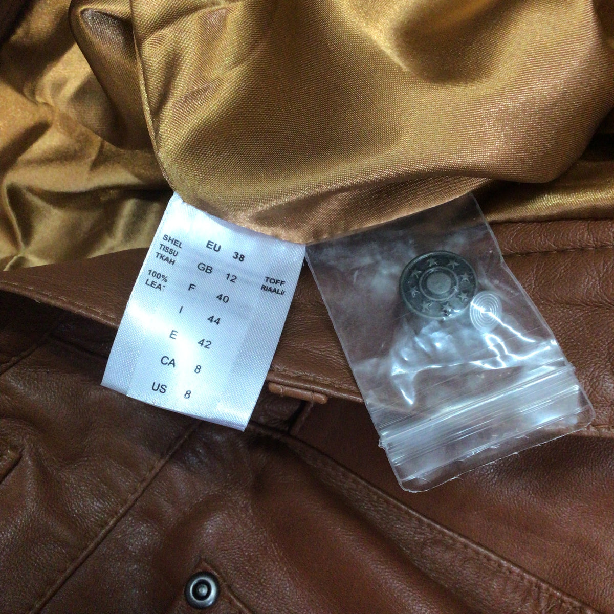 KK Luxury Orange Brown 100% Leather Trousers Size 12