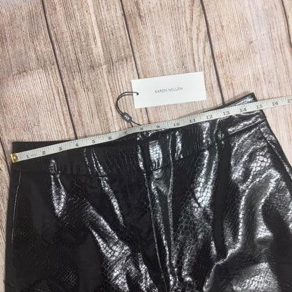 BNWT Karen Millen Black Croc Effect Faux Leather Cigarette Trousers Size 12