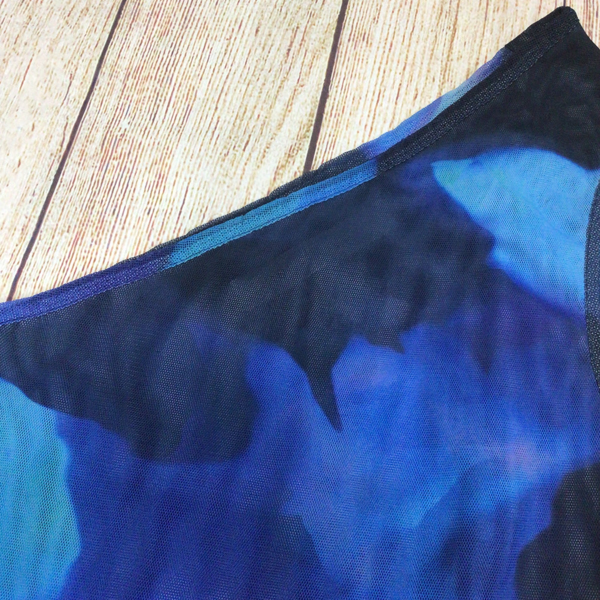Peachy Den Blue Mesh One Shoulder Top Size XS (Ch 24)