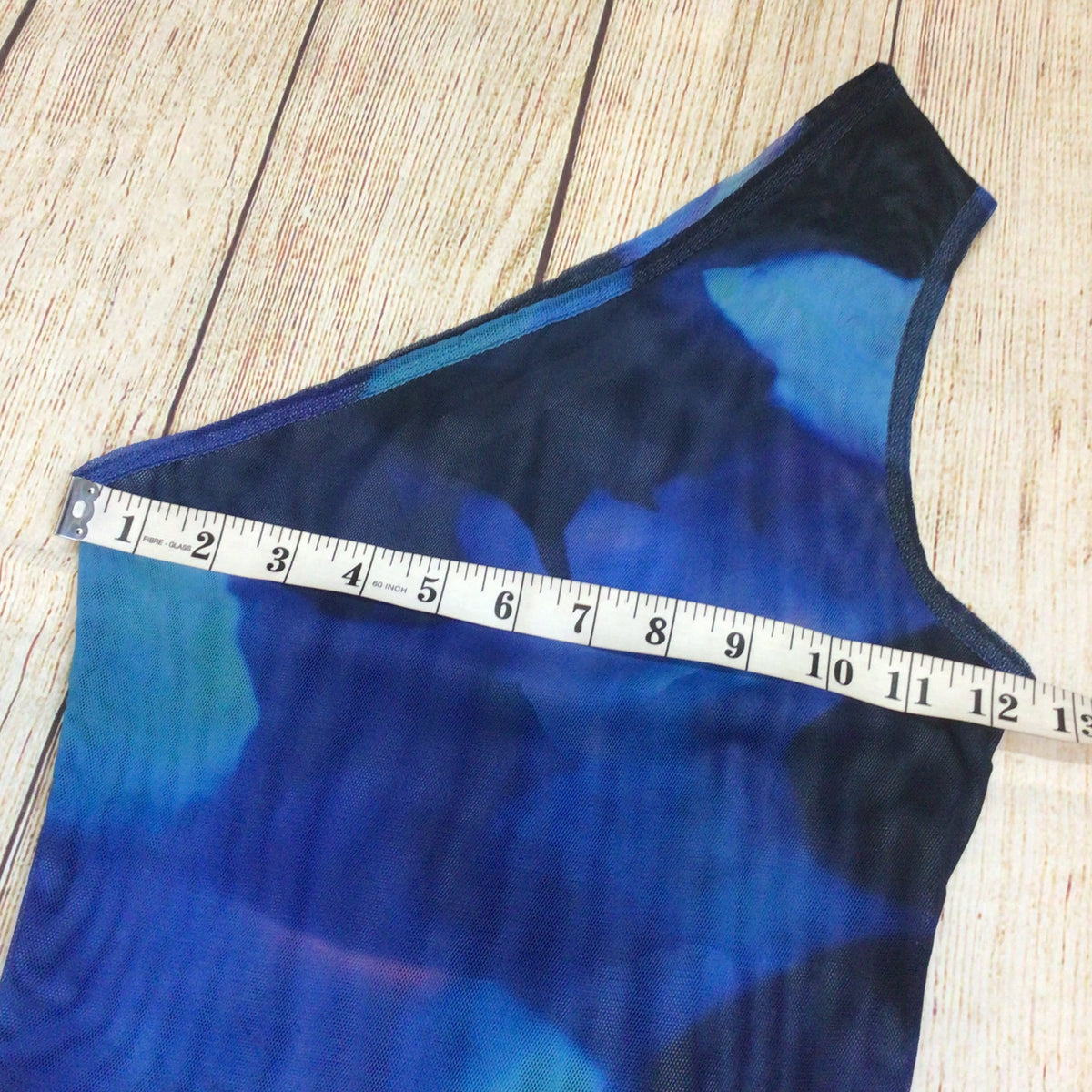 Peachy Den Blue Mesh One Shoulder Top Size XS (Ch 24)