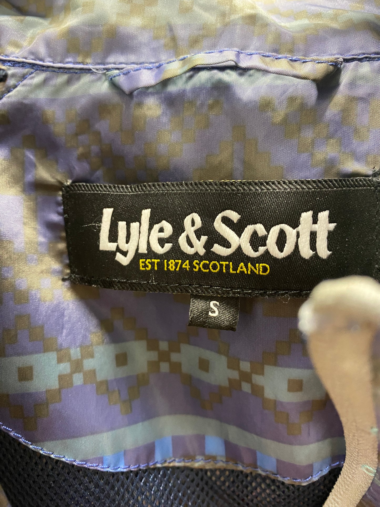 Lyle and Scott Blue Aztec Windbreaker Light Jacket Small