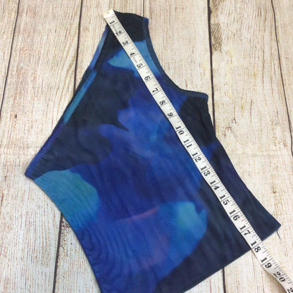 Peachy Den Blue Mesh One Shoulder Top Size XS (Ch 24)