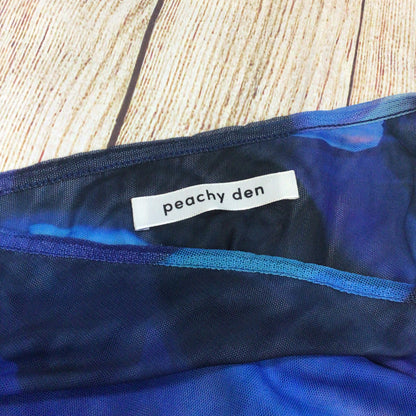 Peachy Den Blue Mesh One Shoulder Top Size XS (Ch 24)