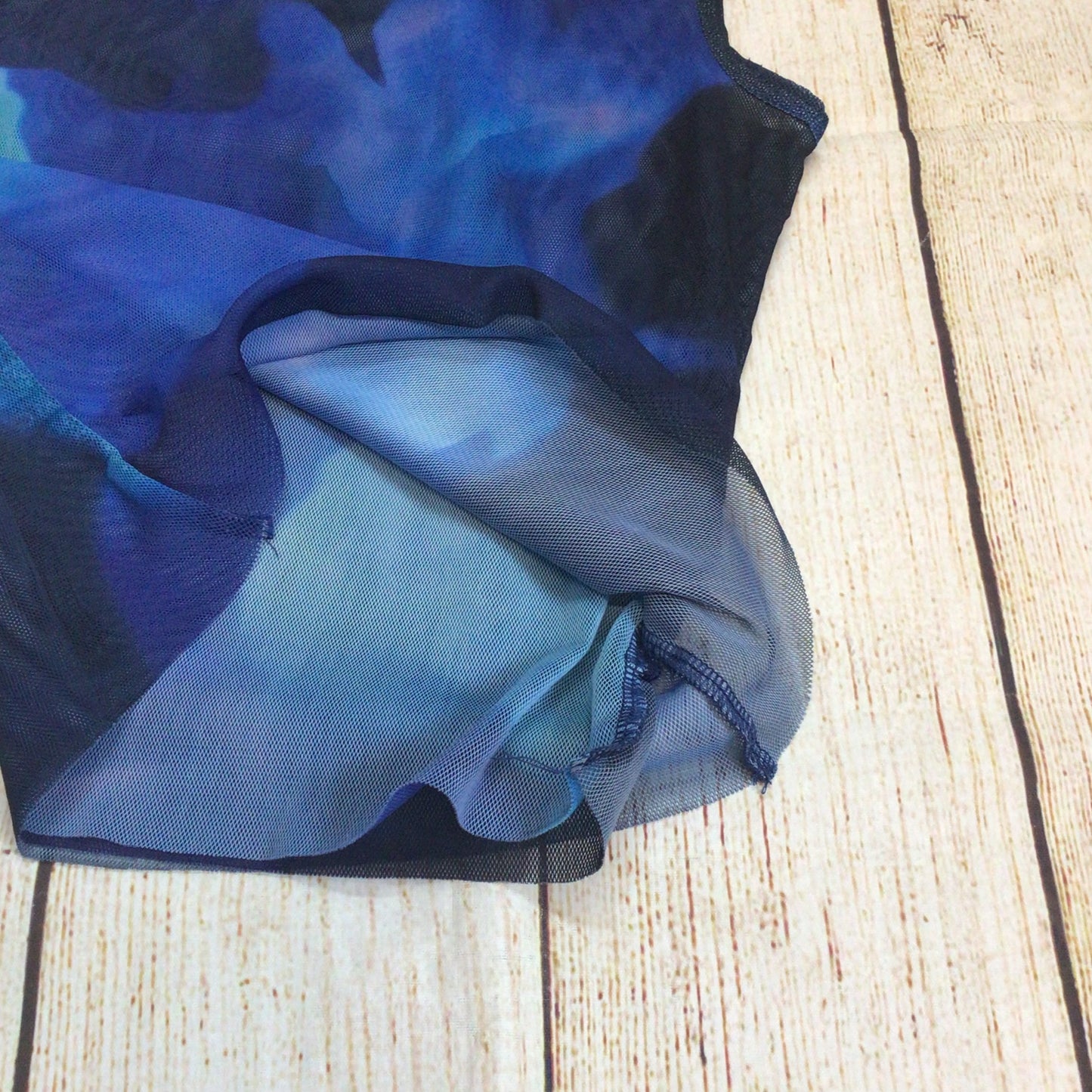 Peachy Den Blue Mesh One Shoulder Top Size XS (Ch 24)