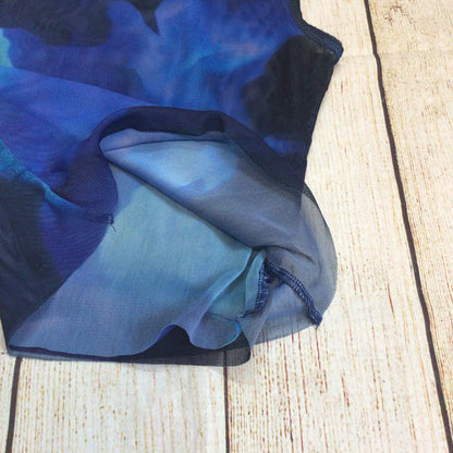 Peachy Den Blue Mesh One Shoulder Top Size XS (Ch 24)