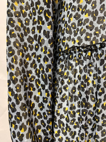 Tuesday Blue and Yellow Leopard Tiered Dress XS