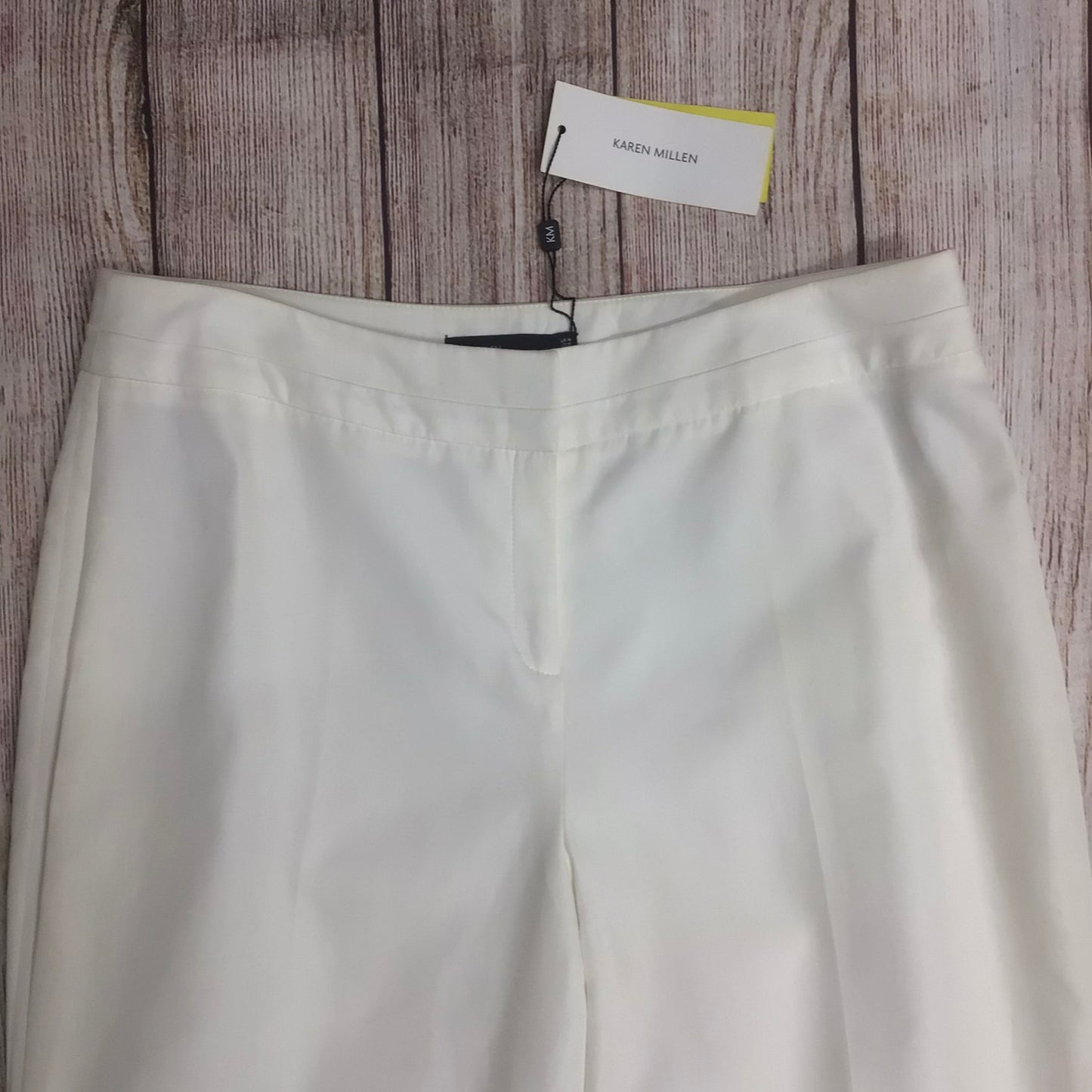 BNWT Karen Millen Ivory 100% Cotton Straight Leg Trousers Size 14