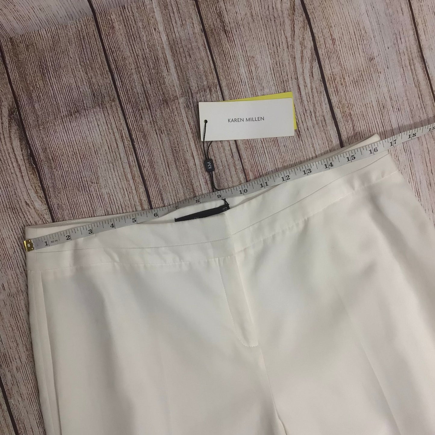 BNWT Karen Millen Ivory 100% Cotton Straight Leg Trousers Size 14