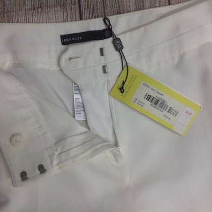 BNWT Karen Millen Ivory 100% Cotton Straight Leg Trousers Size 14