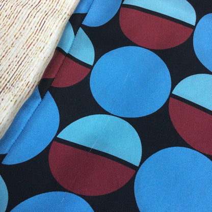 La Double J LDJ Blue & Burgundy Geometric Print 100% Silk Boy Shirt Size S