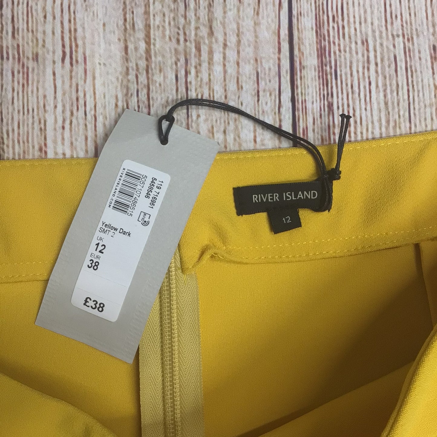 BNWT River Island Dark Yellow Midi Skirt Size 12