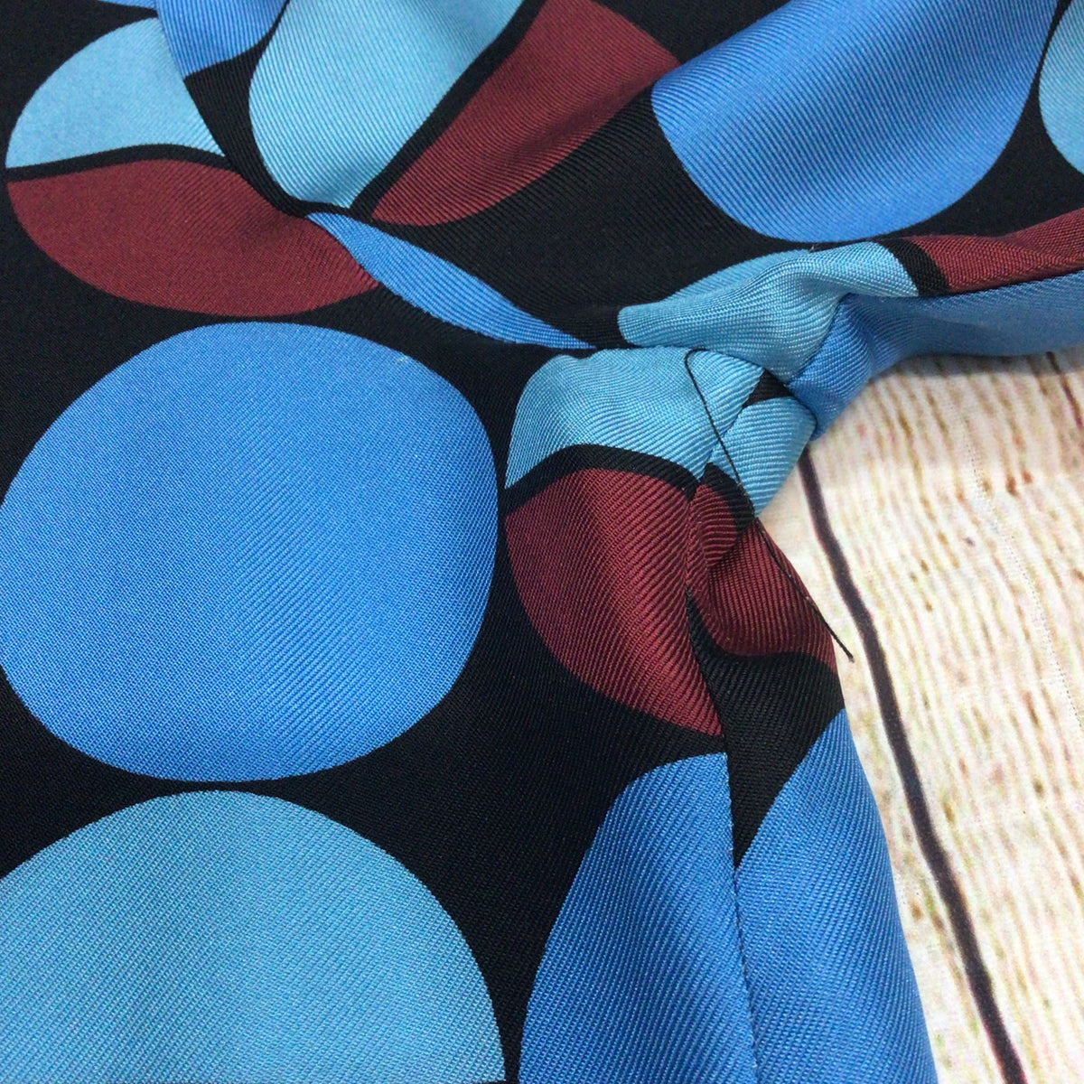 La Double J LDJ Blue & Burgundy Geometric Print 100% Silk Boy Shirt Size S