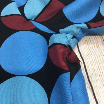La Double J LDJ Blue & Burgundy Geometric Print 100% Silk Boy Shirt Size S