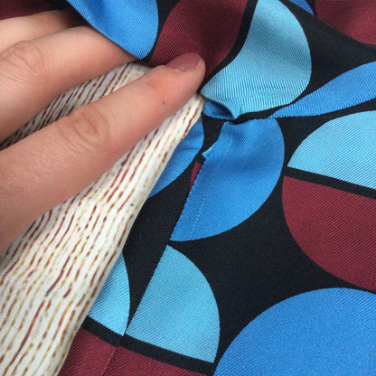 La Double J LDJ Blue & Burgundy Geometric Print 100% Silk Boy Shirt Size S