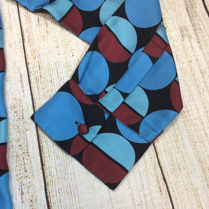 La Double J LDJ Blue & Burgundy Geometric Print 100% Silk Boy Shirt Size S
