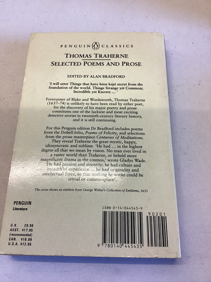 Selected Poems and Prose Thomas Traherne Penguin Classics