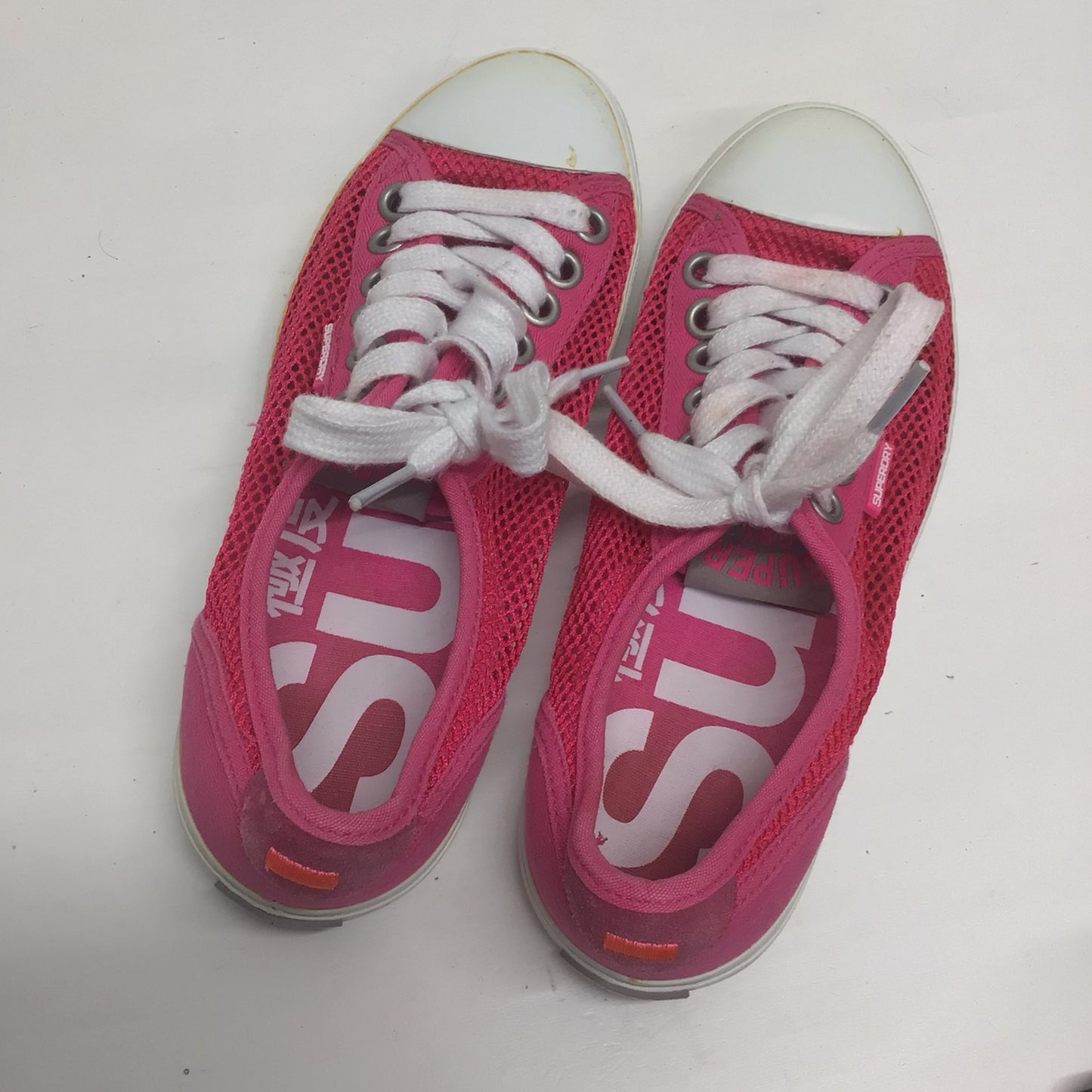 Superdry Low Pro Mesh Derby Pink Trainers Shoes Size 5 UK