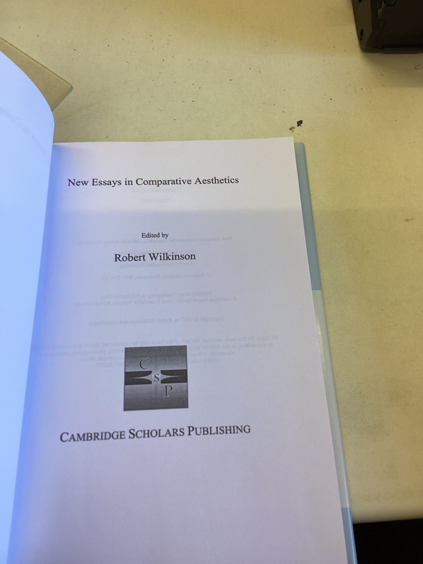 New Essays in Comparative Aesthetics Edited By Robert Wilkinson Signed