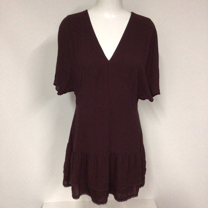 BNWT AllSaints Bordeaux Red Marley Tiered Mini Dress Size 10