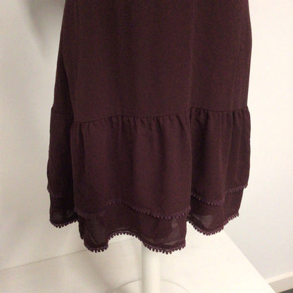 BNWT AllSaints Bordeaux Red Marley Tiered Mini Dress Size 10