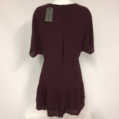 BNWT AllSaints Bordeaux Red Marley Tiered Mini Dress Size 10