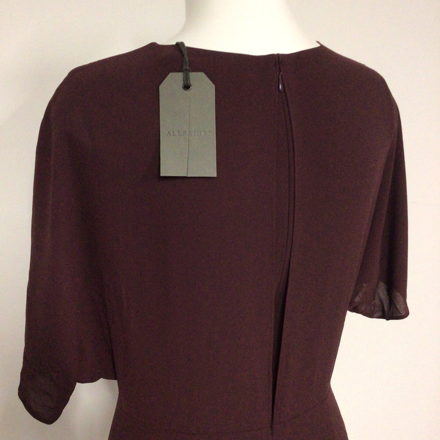 BNWT AllSaints Bordeaux Red Marley Tiered Mini Dress Size 10