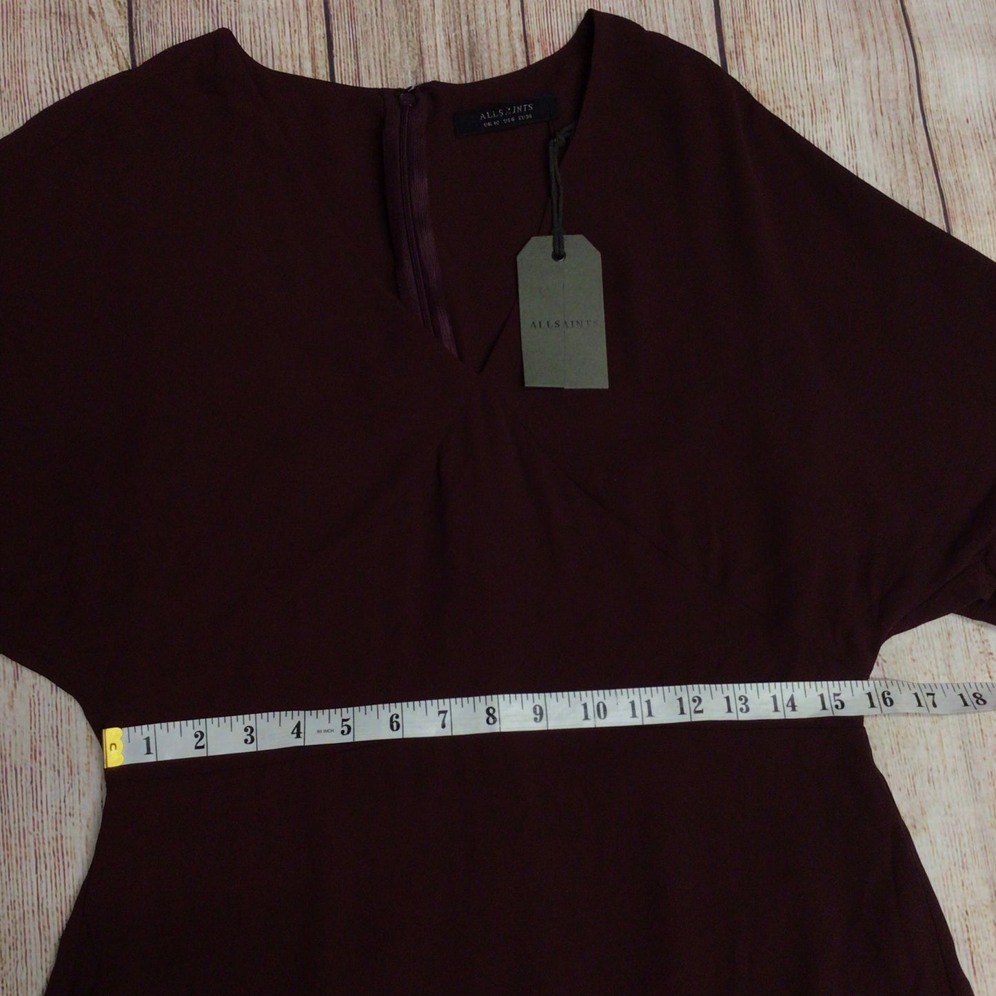 BNWT AllSaints Bordeaux Red Marley Tiered Mini Dress Size 10