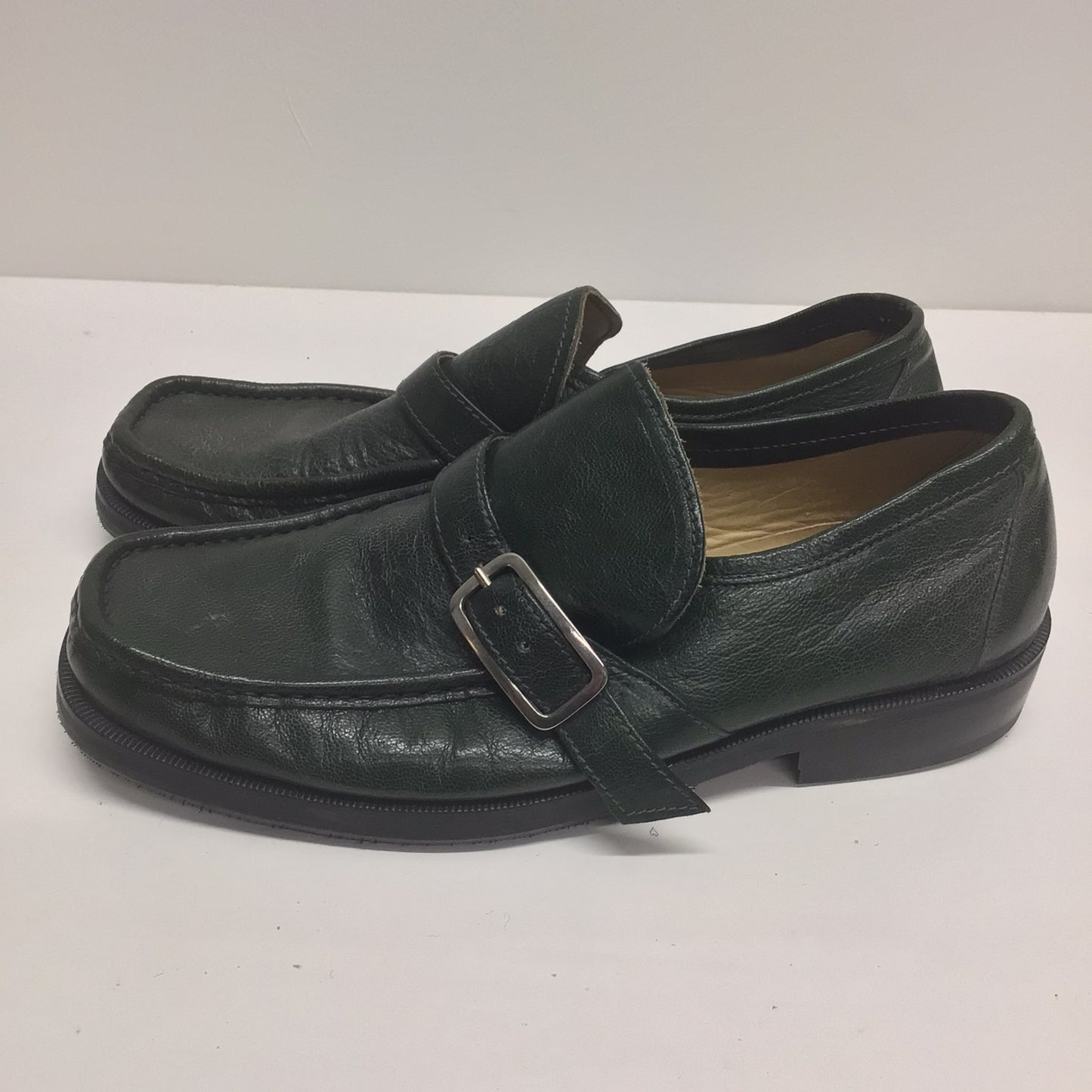 Burns Jade Green Loafers Shoes w/Buckle Size 8 UK (42 on shoe)