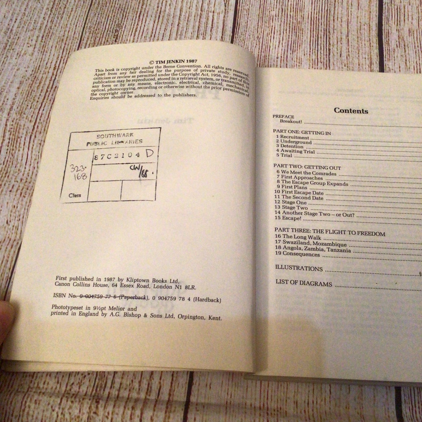 Escape from Pretoria by Tim Jenkin (1987, Kliptown Books)