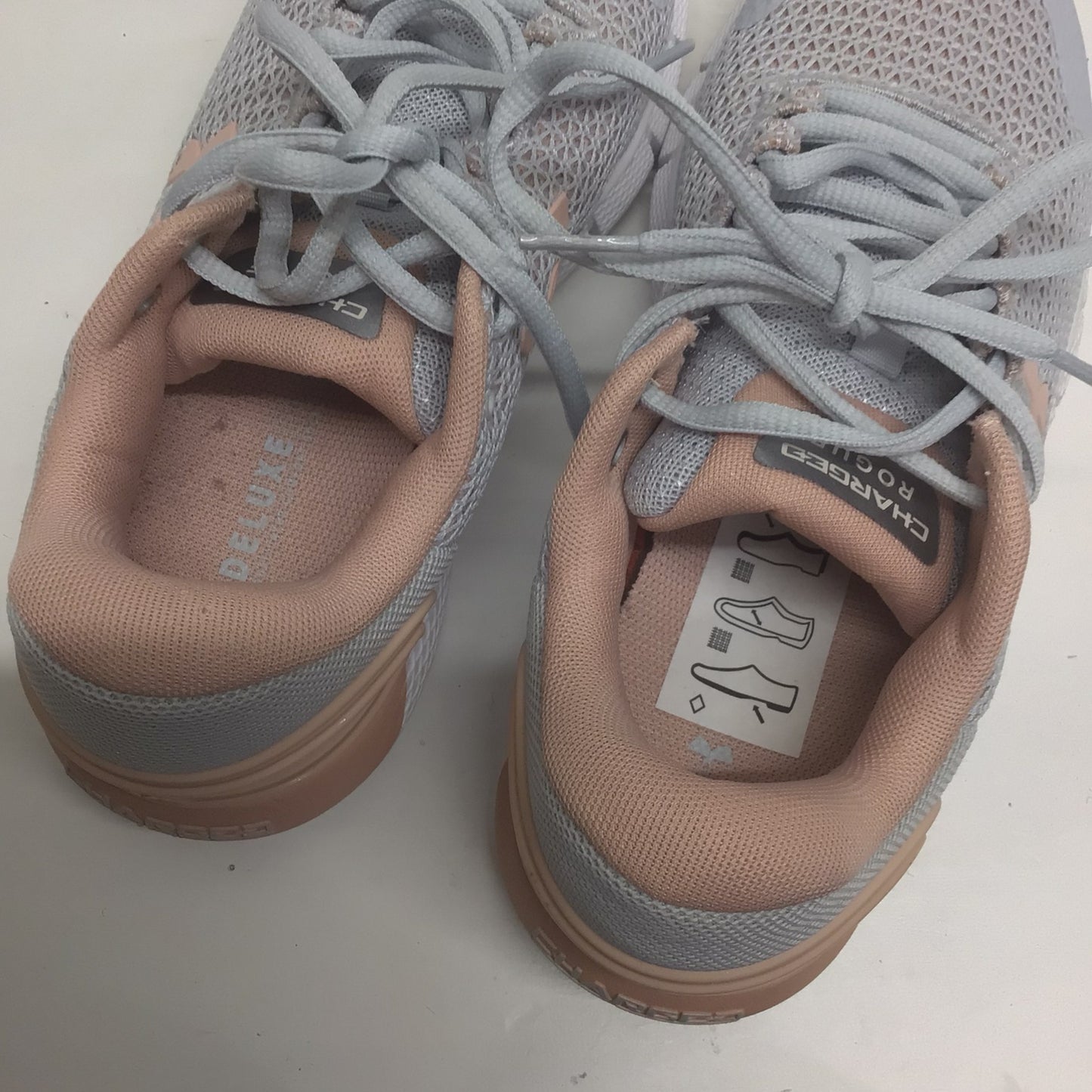 Under Armour Grey & Peach Pink Charged Trainers Size 5 UK