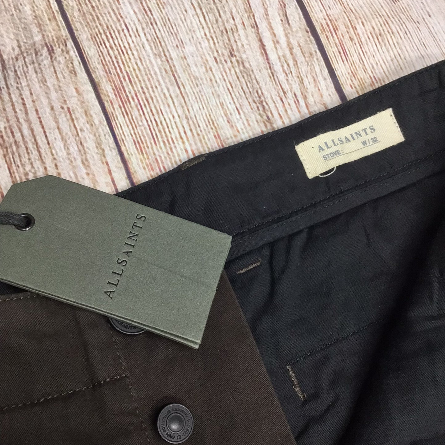 BNWT AllSaints Umber Brown Stove Lumen Chino Trousers Size 32 (on label)