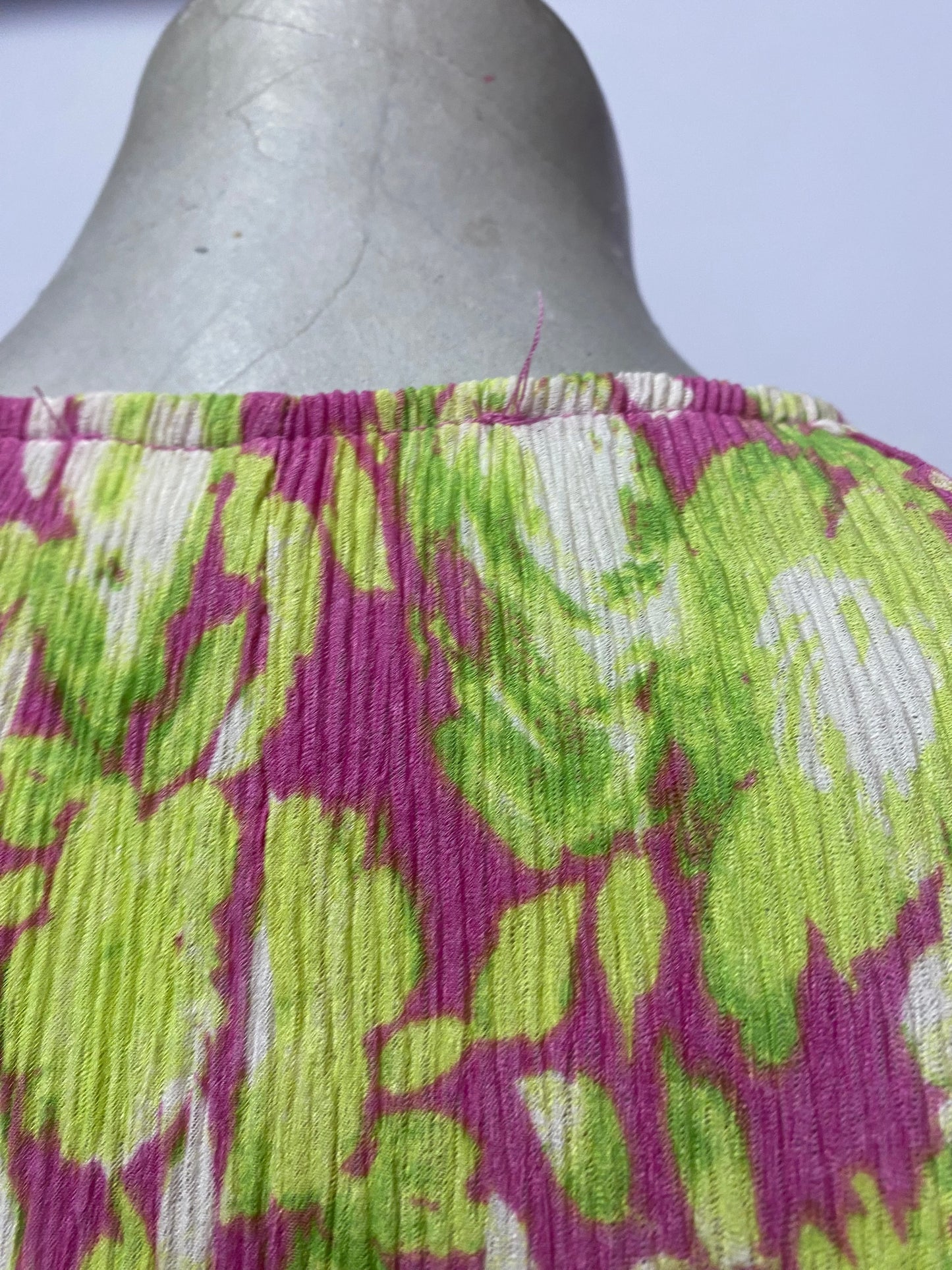 Mango Green and Pink Patterned Summer Dress Small