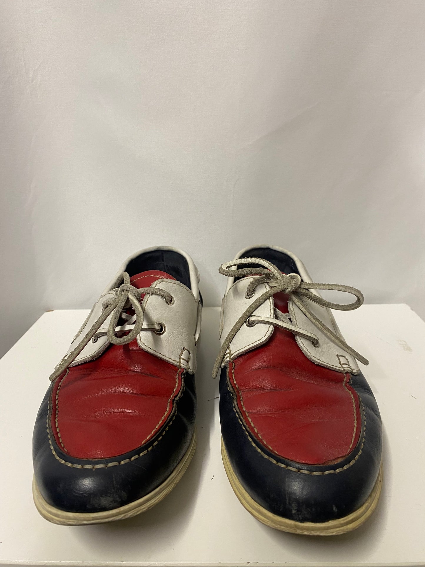 Church's Red, White and Blue Classic Leather Deck Boat Shoes 7