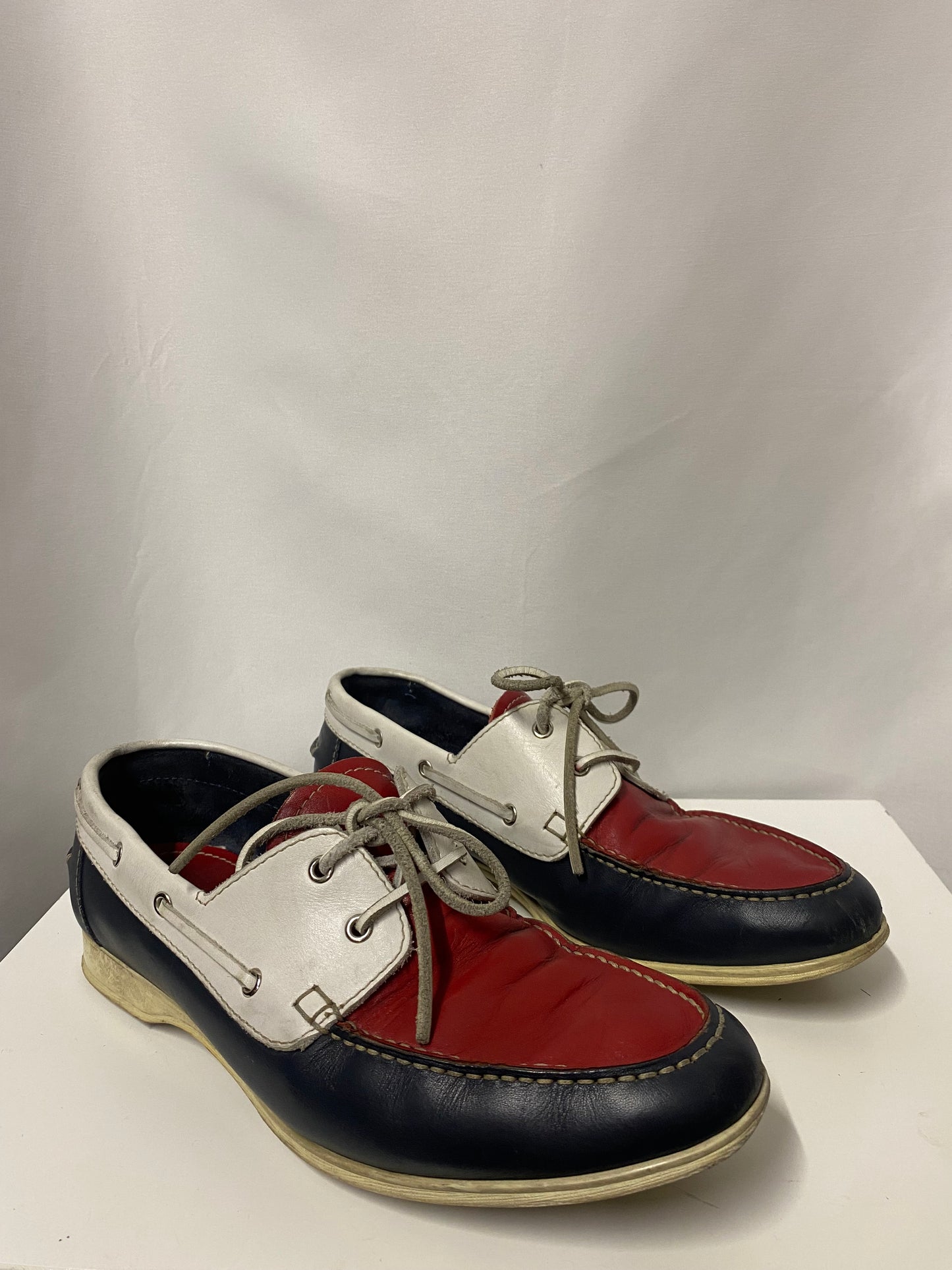 Church's Red, White and Blue Classic Leather Deck Boat Shoes 7