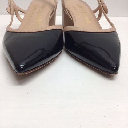 Kate Spade Creamy Pink & Black Sling Back Midge Bow Pump Leather Heels Size 8.5 B