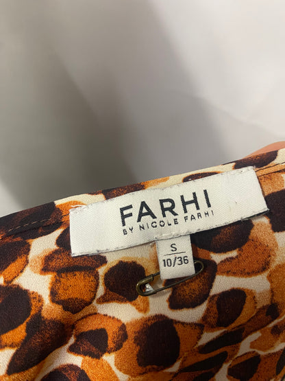 Farhi by Nicole Farhi Orange and Brown Print Blouse S/10