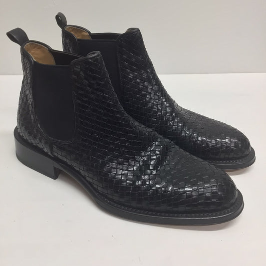 Bruno Magli Black Woven Leather Chelsea Boots Size 8 D