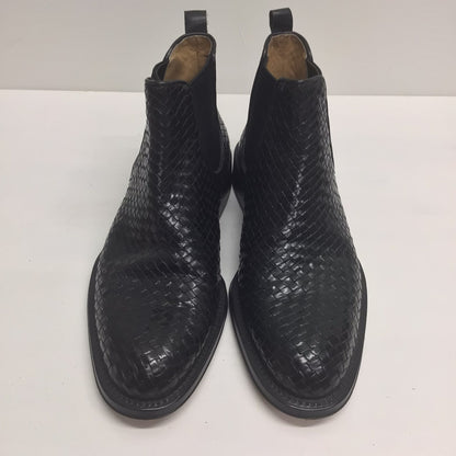 Bruno Magli Black Woven Leather Chelsea Boots Size 8 D