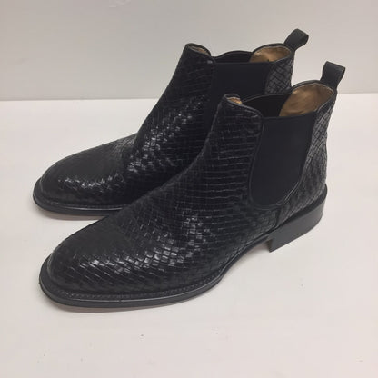 Bruno Magli Black Woven Leather Chelsea Boots Size 8 D