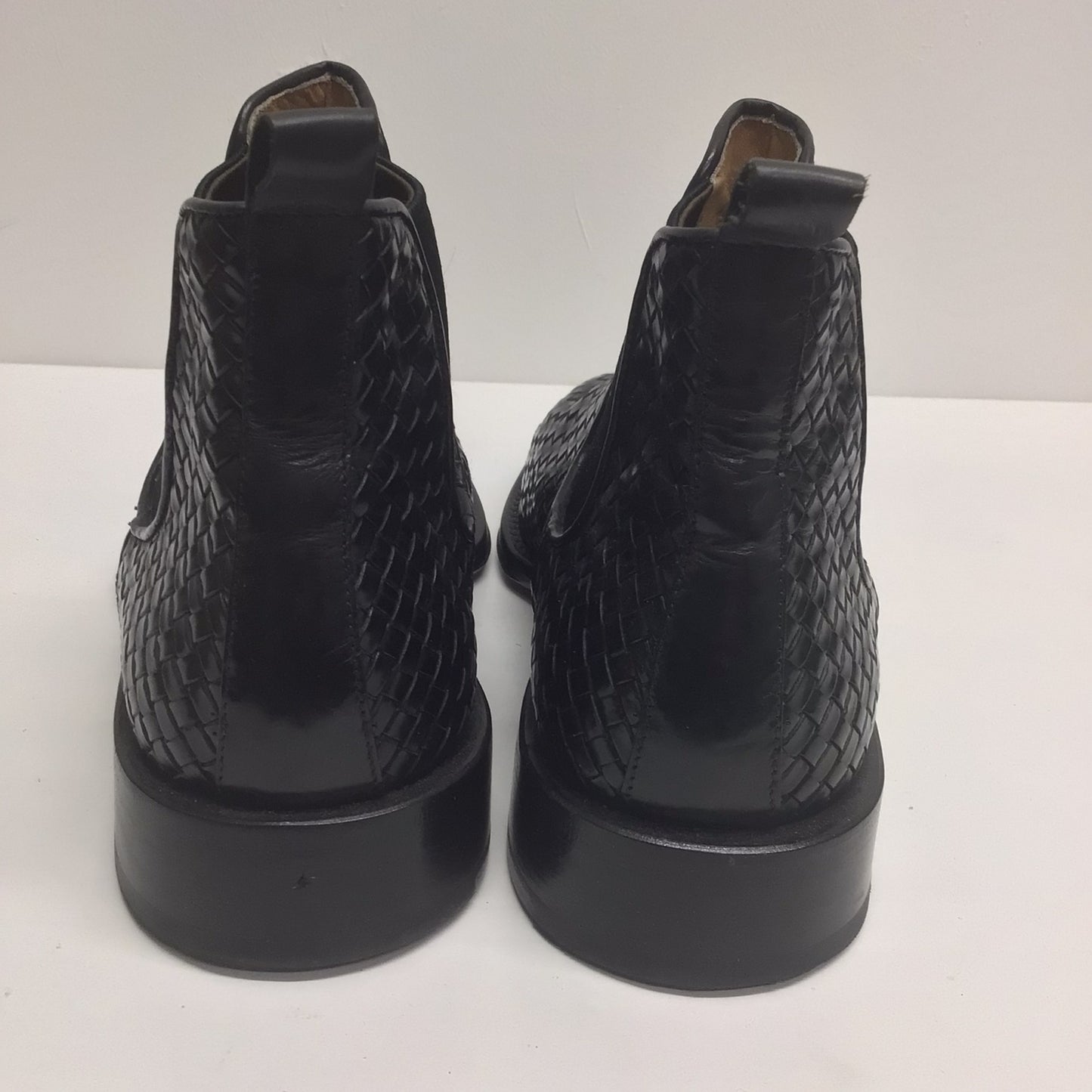 Bruno Magli Black Woven Leather Chelsea Boots Size 8 D