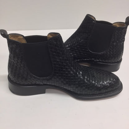 Bruno Magli Black Woven Leather Chelsea Boots Size 8 D