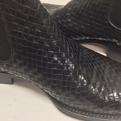 Bruno Magli Black Woven Leather Chelsea Boots Size 8 D