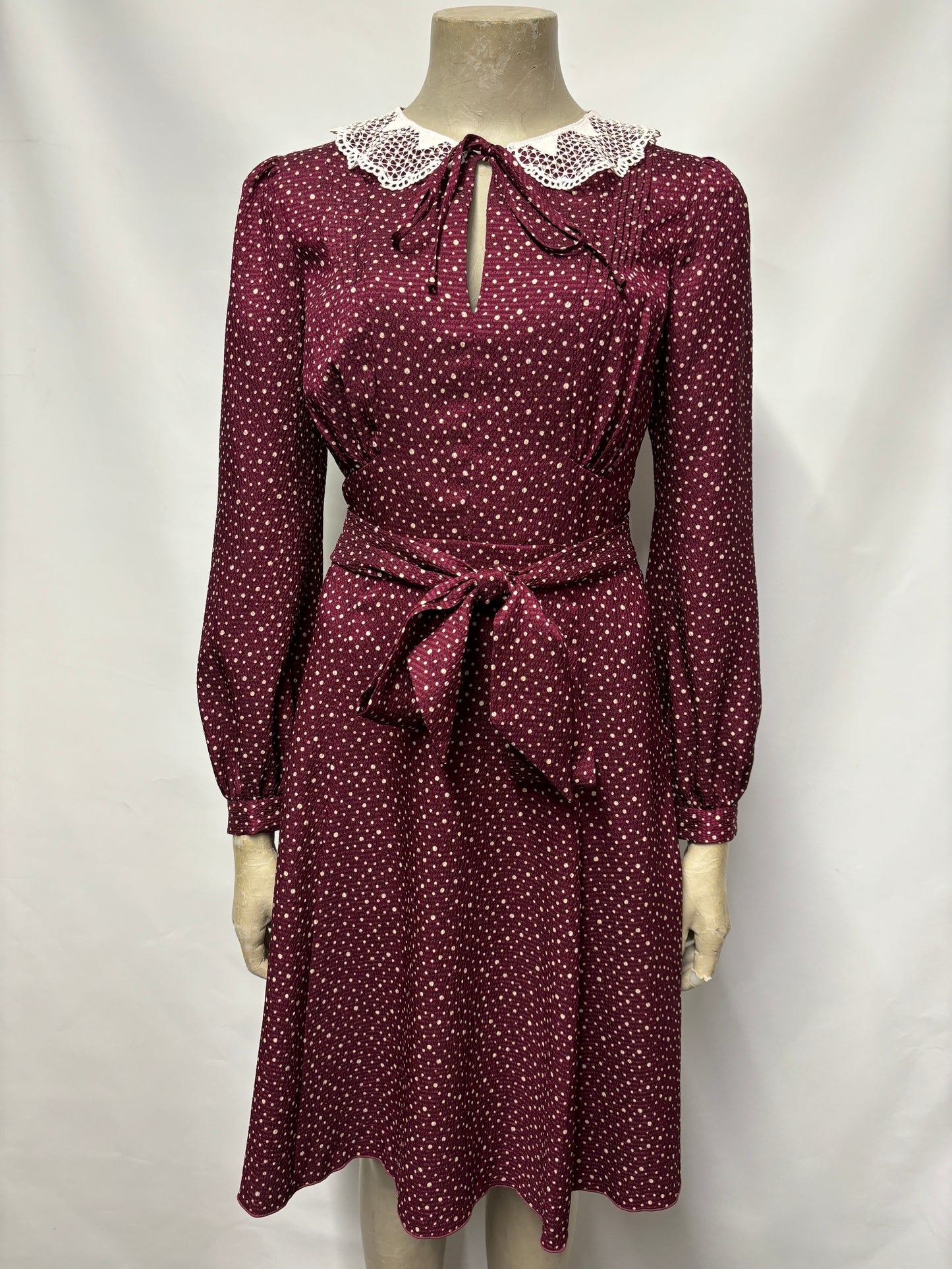 Marc Jacobs Burgundy Polka Dot Berlin Dress 6-8