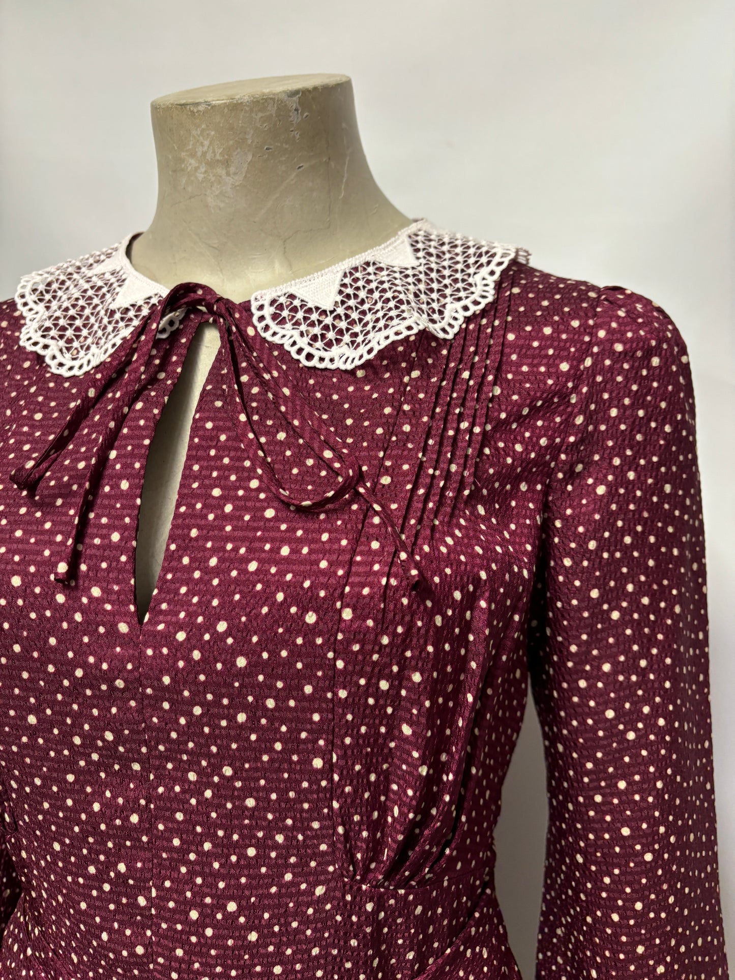 Marc Jacobs Burgundy Polka Dot Berlin Dress 6-8