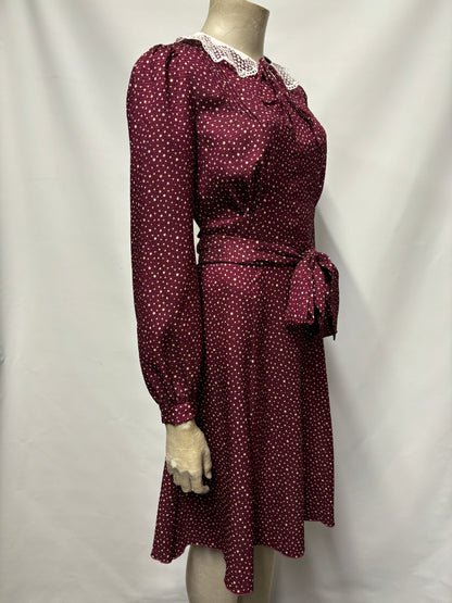 Marc Jacobs Burgundy Polka Dot Berlin Dress 6-8