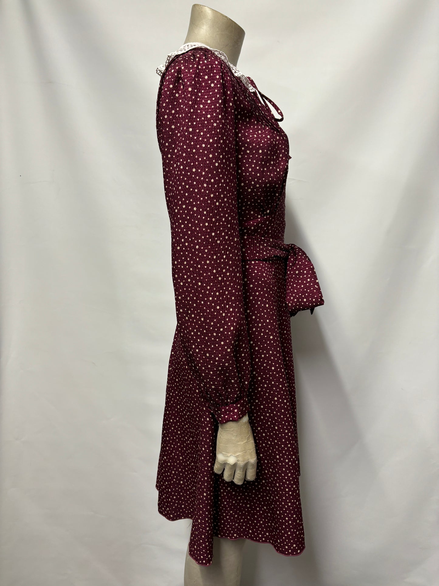 Marc Jacobs Burgundy Polka Dot Berlin Dress 6-8